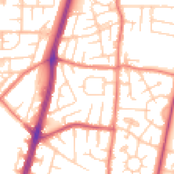 Daytime road noise heatmap for M19 2NY