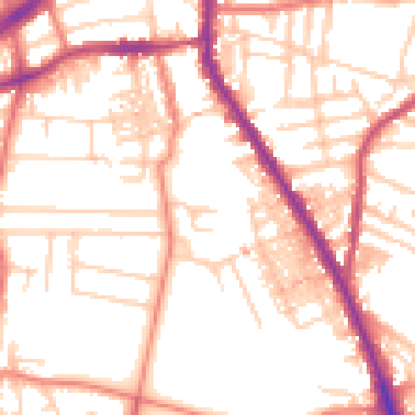 Daytime road noise heatmap for M19 2PJ