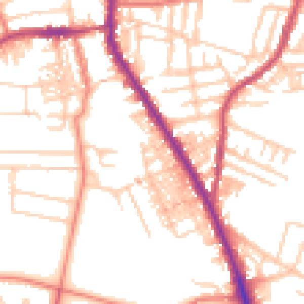 Daytime road noise heatmap for M19 2QA