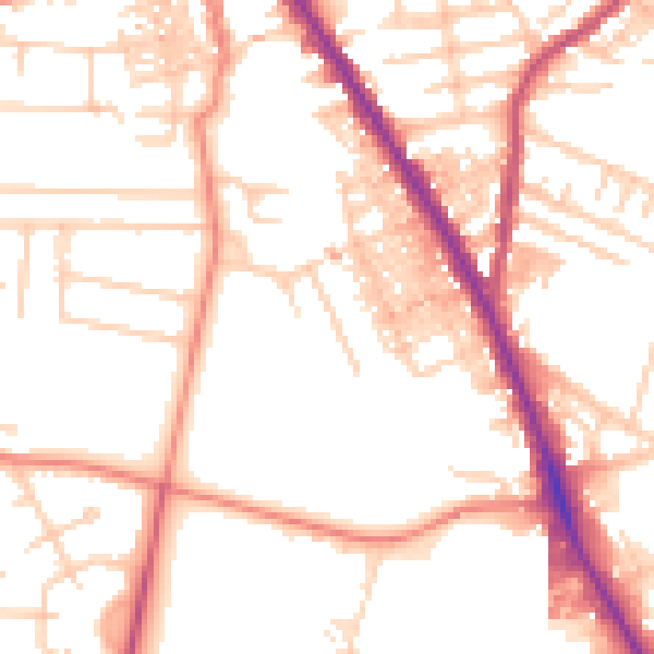 Daytime road noise heatmap for M19 2QP