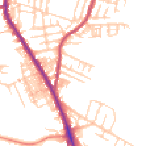 Daytime road noise heatmap for M19 2TY