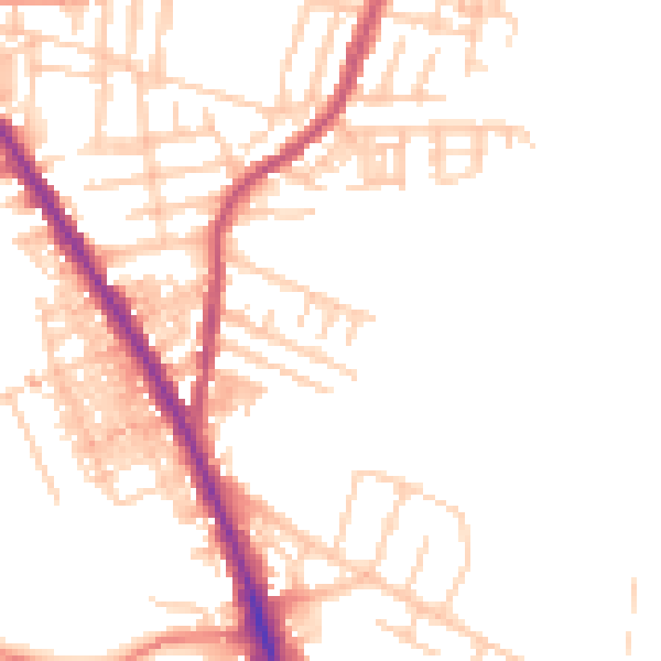 Daytime road noise heatmap for M19 2UN