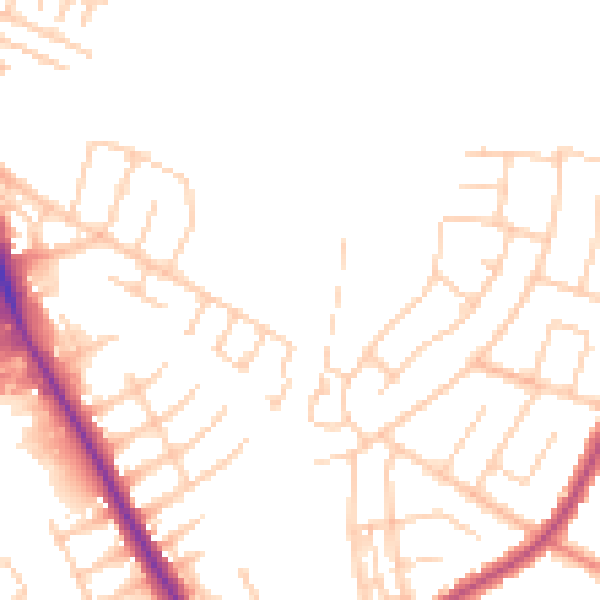 Daytime road noise heatmap for M19 2ZL