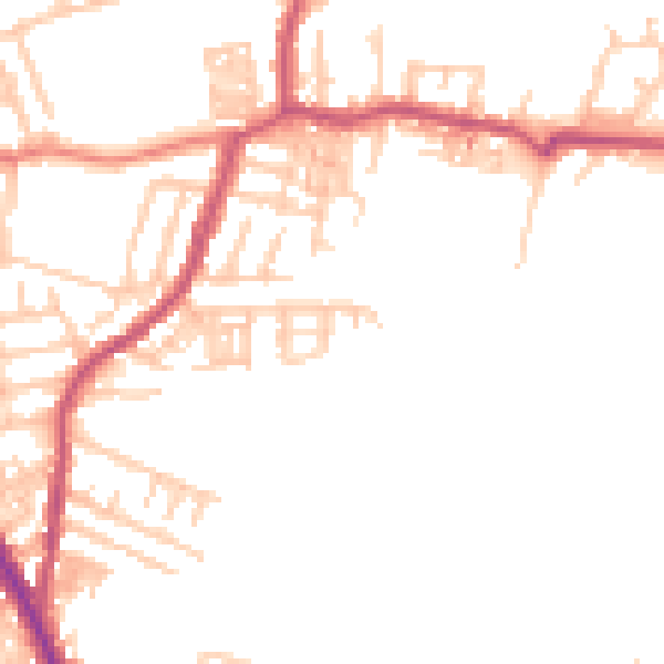 Daytime road noise heatmap for M19 3BQ