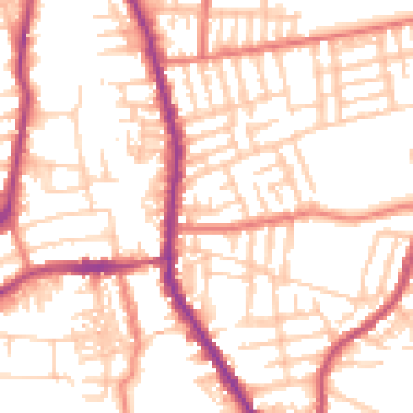 Daytime road noise heatmap for M19 3BT