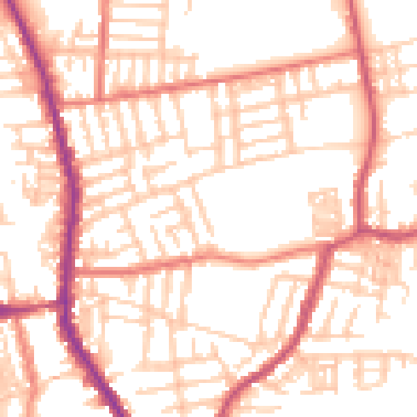 Daytime road noise heatmap for M19 3FH