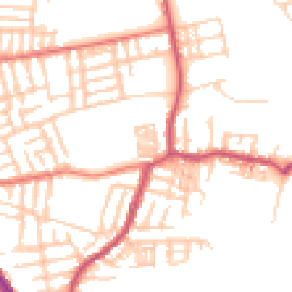 Daytime road noise heatmap for M19 3HJ