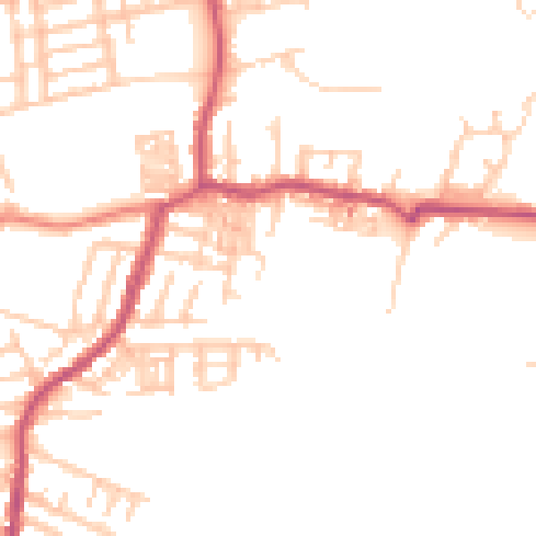 Daytime road noise heatmap for M19 3JA