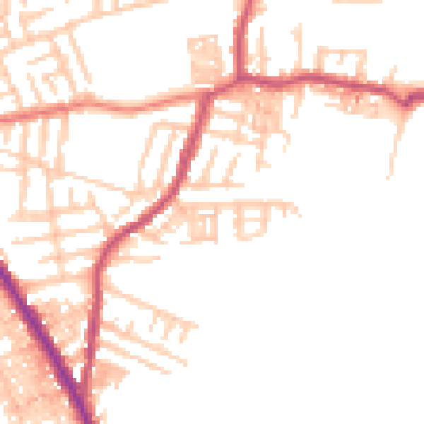 Daytime road noise heatmap for M19 3JX