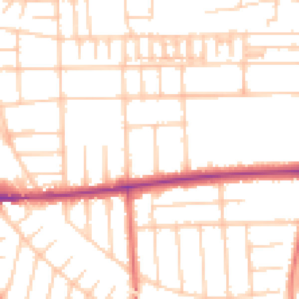 Daytime road noise heatmap for M21 0UP