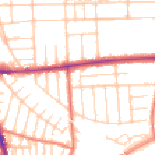 Daytime road noise heatmap for M21 0XE