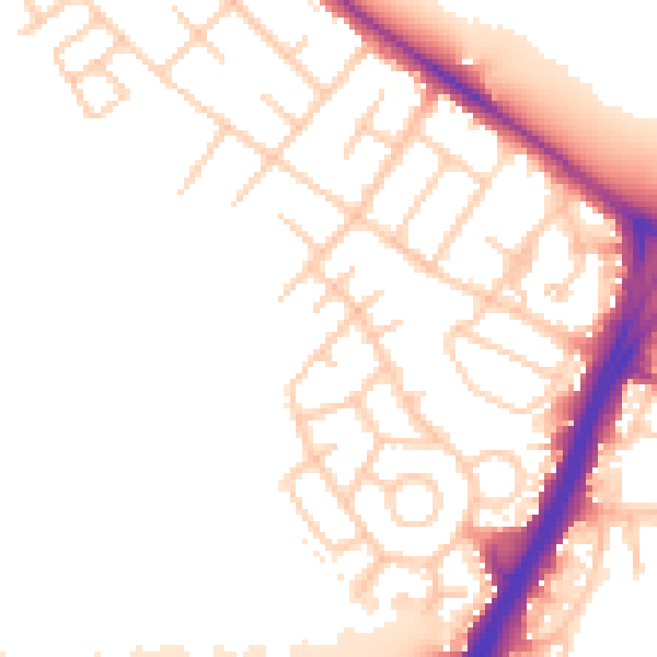 Daytime road noise heatmap for M21 7PA