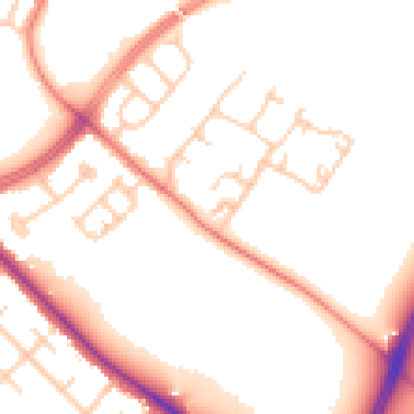 Daytime road noise heatmap for M21 7UH