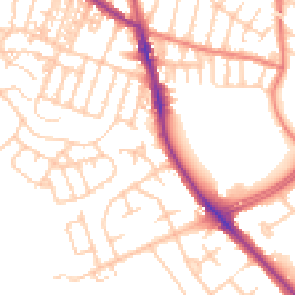 Daytime road noise heatmap for M21 8AR