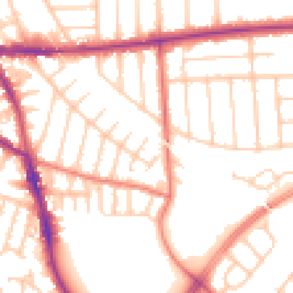 Daytime road noise heatmap for M21 8XU