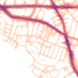 Daytime road noise heatmap for M21 9EQ