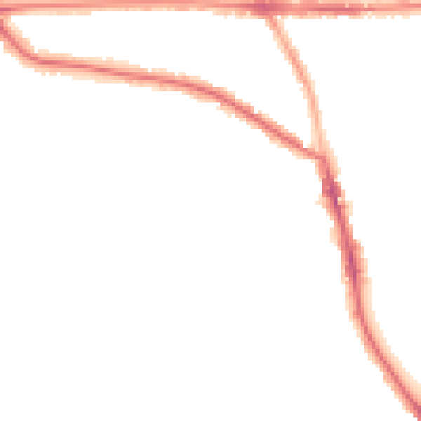 Night-time road noise heatmap for M21 9FP