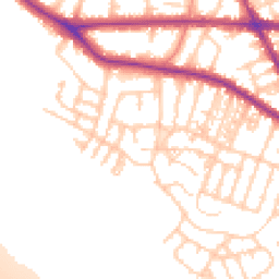 Daytime road noise heatmap for M21 9HW
