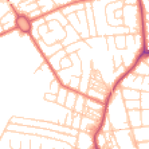 Daytime road noise heatmap for M21 9NF
