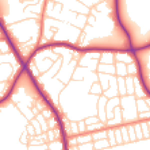 Daytime road noise heatmap for M25 0AN