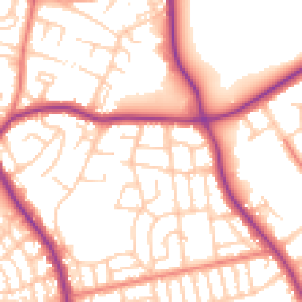 Daytime road noise heatmap for M25 0AR