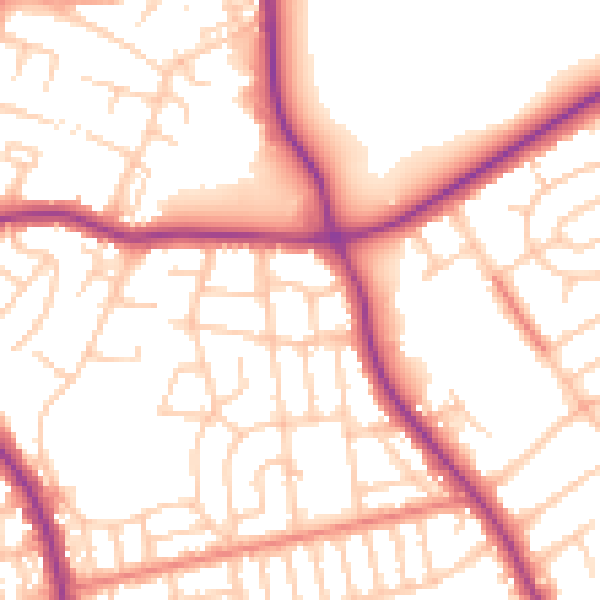 Daytime road noise heatmap for M25 0AT