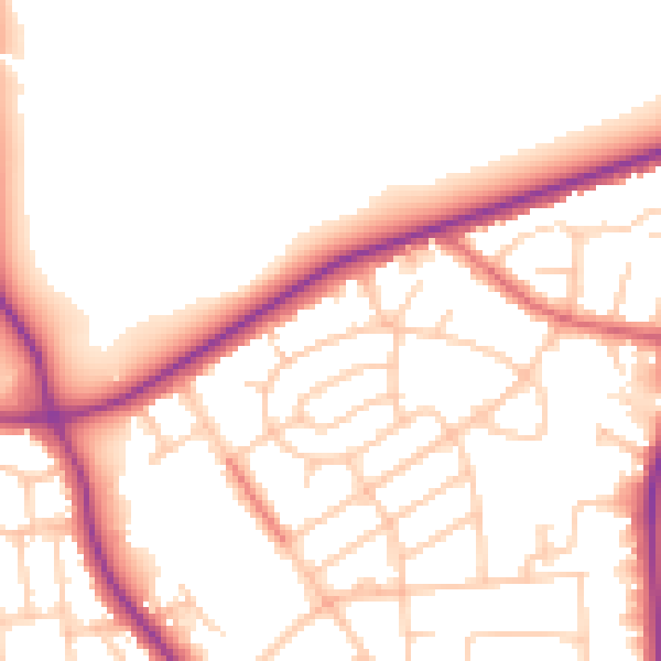 Daytime road noise heatmap for M25 0BG
