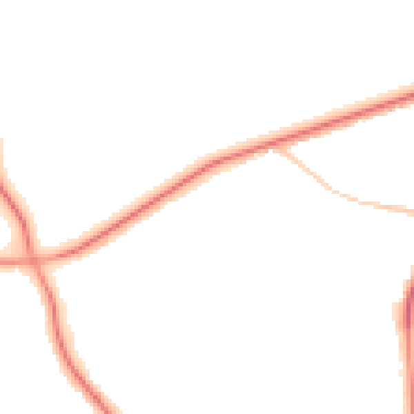 Night-time road noise heatmap for M25 0BG