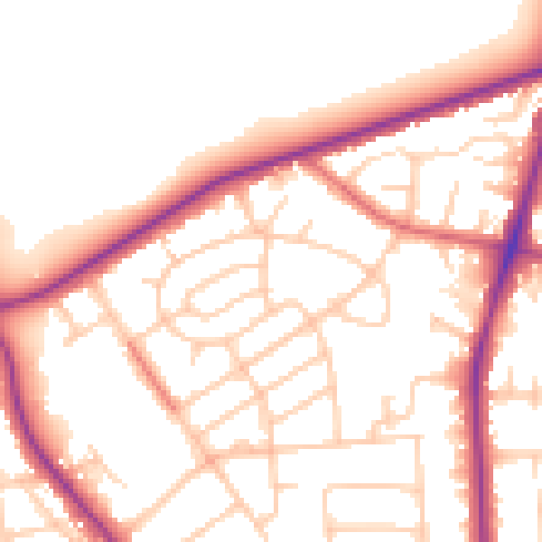 Daytime road noise heatmap for M25 0BX
