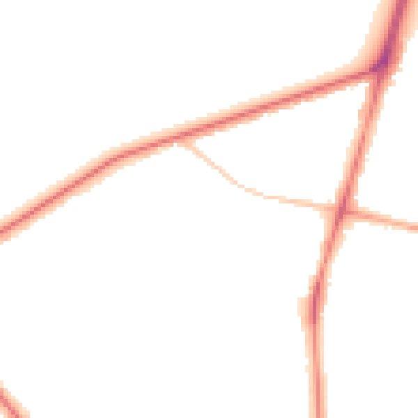 Night-time road noise heatmap for M25 0BZ
