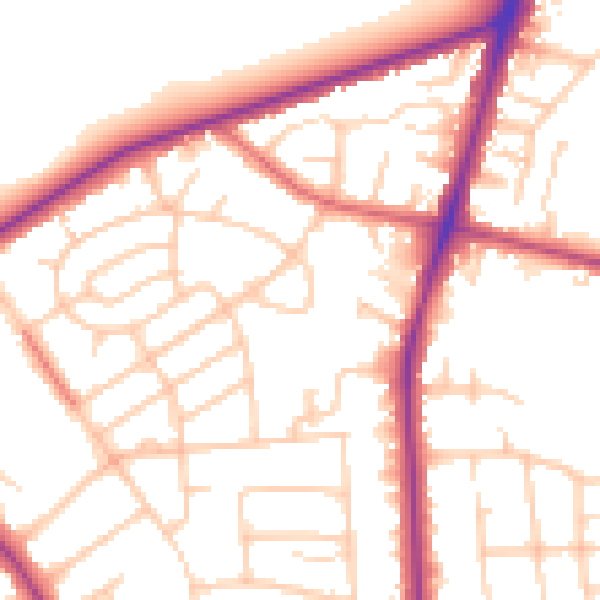 Daytime road noise heatmap for M25 0DD