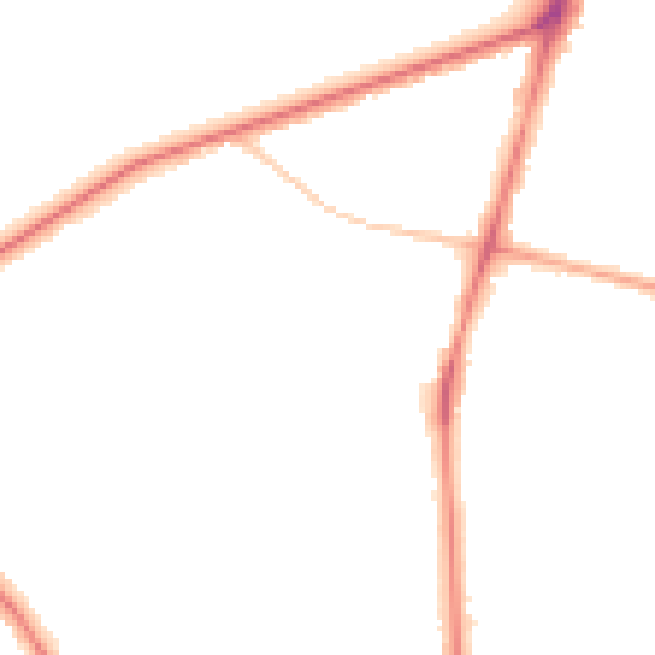 Night-time road noise heatmap for M25 0DD