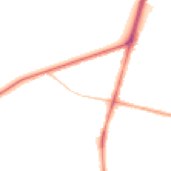 Night-time road noise heatmap for M25 0DF