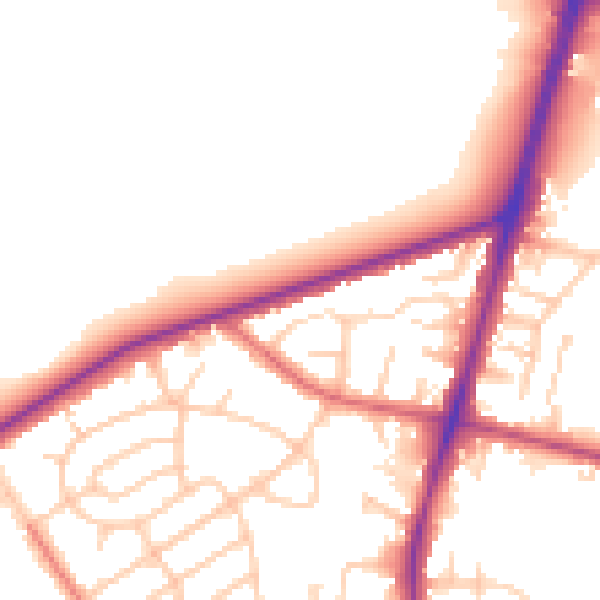 Daytime road noise heatmap for M25 0DL