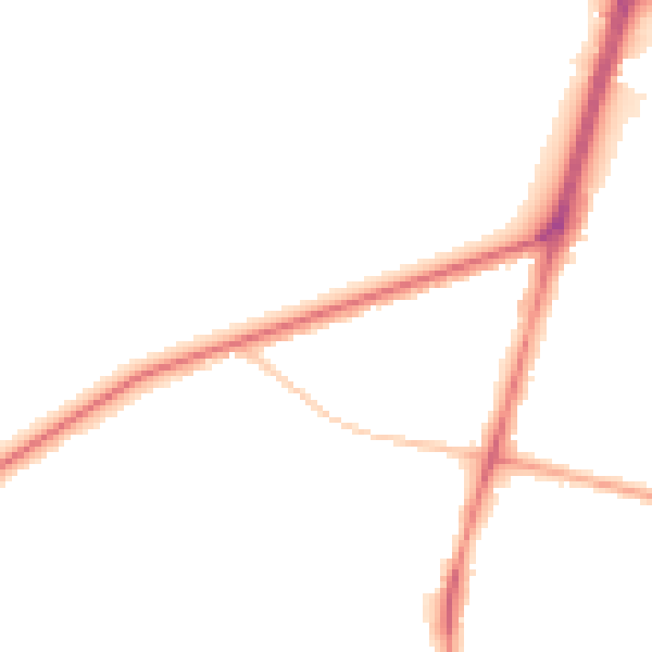 Night-time road noise heatmap for M25 0DL