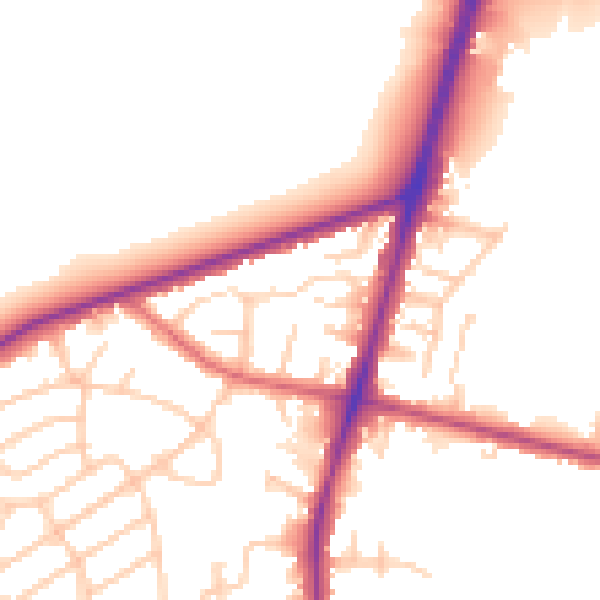 Daytime road noise heatmap for M25 0DS