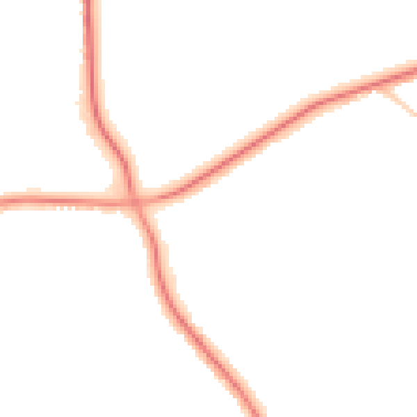 Night-time road noise heatmap for M25 0GP