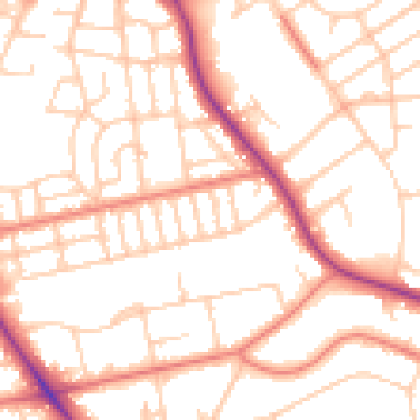 Daytime road noise heatmap for M25 0HB