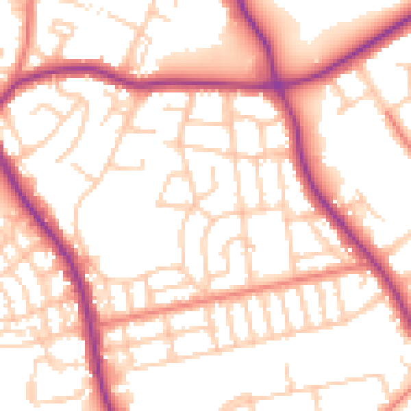 Daytime road noise heatmap for M25 0JY