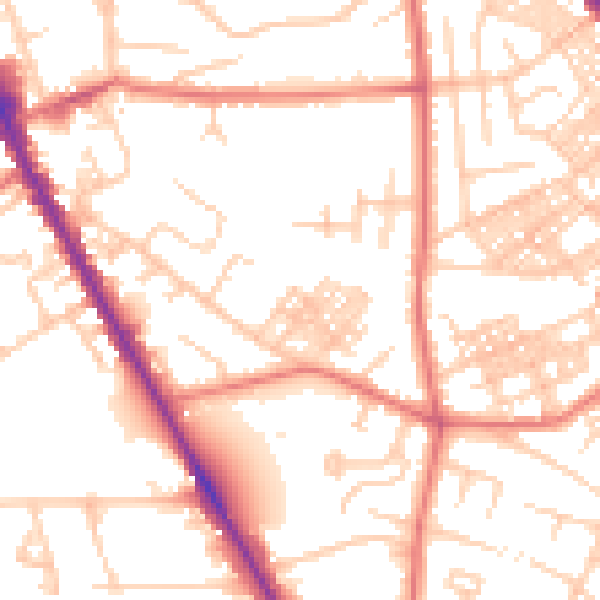Daytime road noise heatmap for M25 1EJ