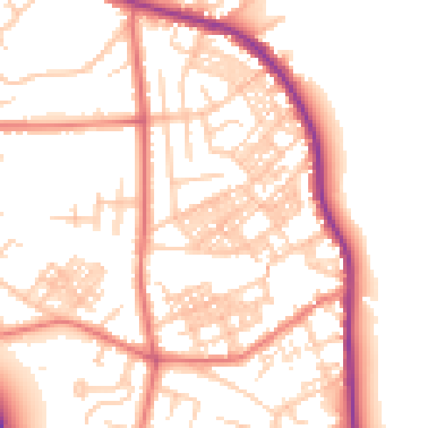 Daytime road noise heatmap for M25 1HN