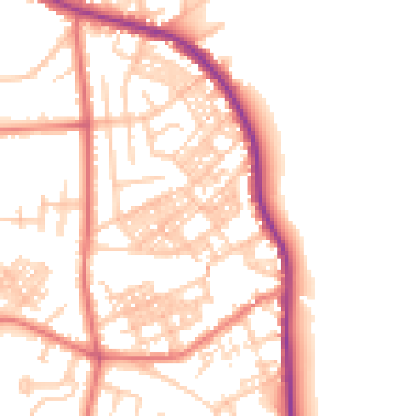 Daytime road noise heatmap for M25 1HQ