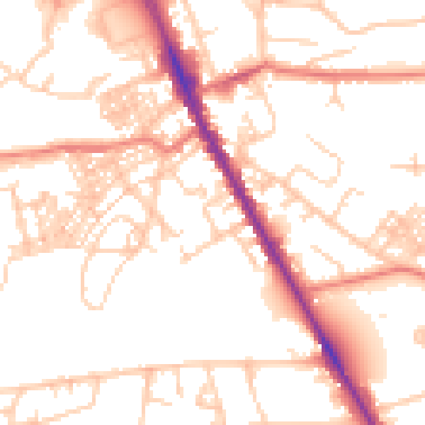 Daytime road noise heatmap for M25 1NY