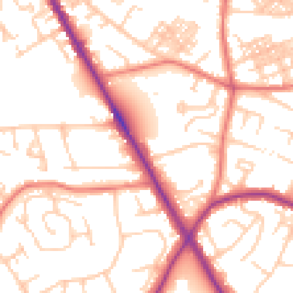 Daytime road noise heatmap for M25 1QF