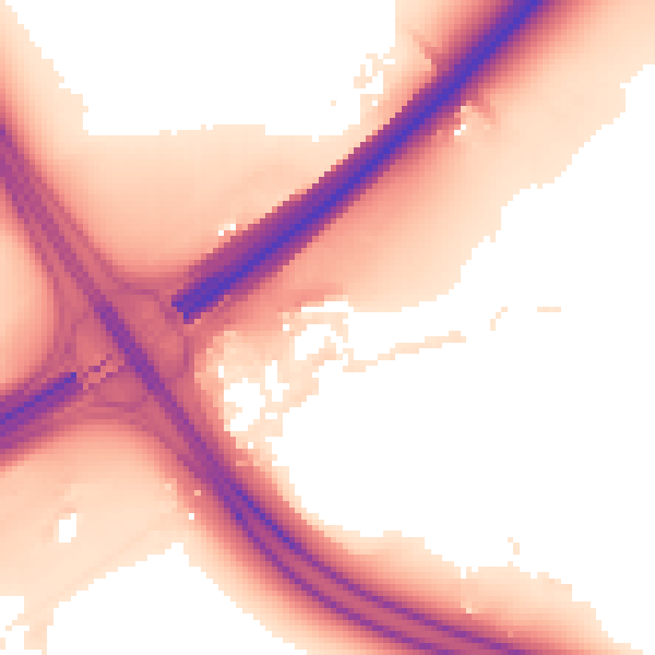 Night-time road noise heatmap for M25 2RY
