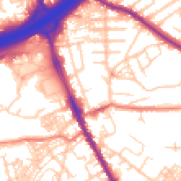 Daytime road noise heatmap for M25 3AY