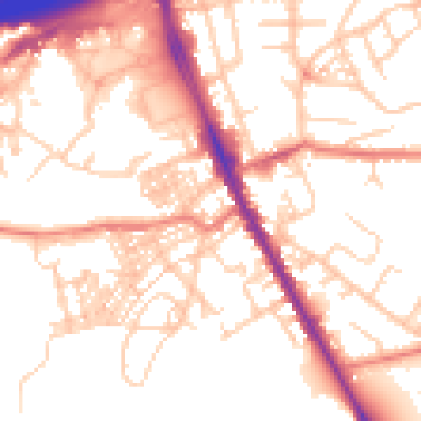 Daytime road noise heatmap for M25 3FH