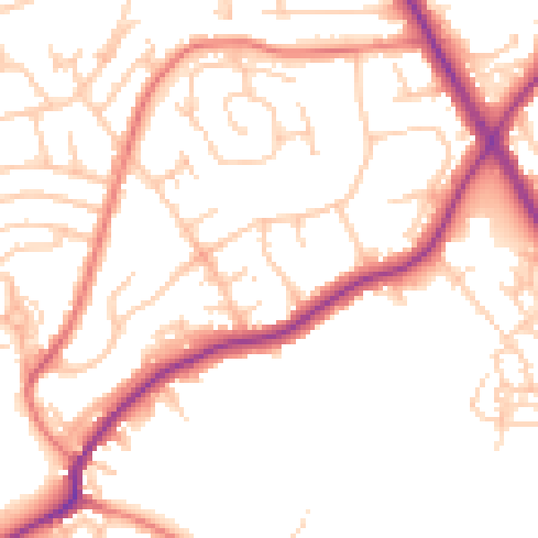 Daytime road noise heatmap for M25 9GY