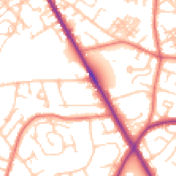 Daytime road noise heatmap for M25 9LB