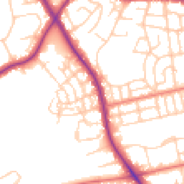 Daytime road noise heatmap for M25 9NE